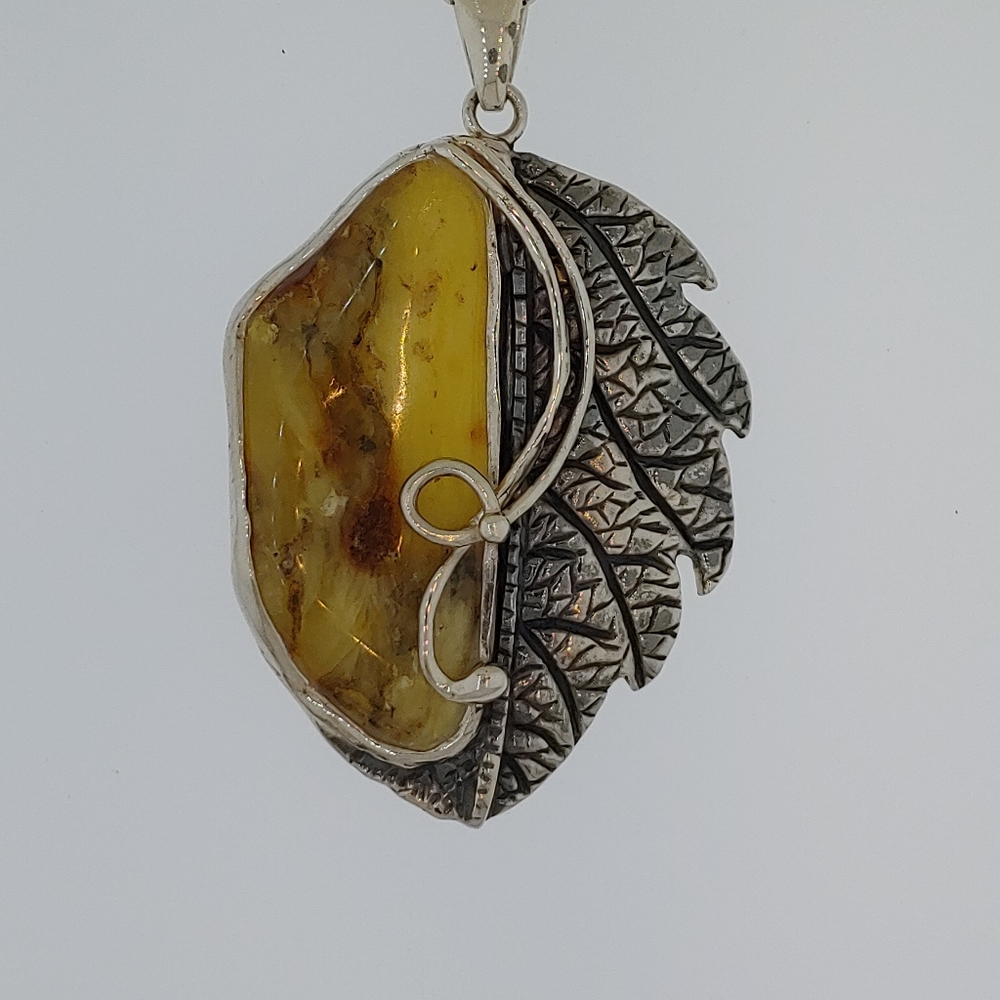 Sterling Silver One of a Kind Amber Necklace